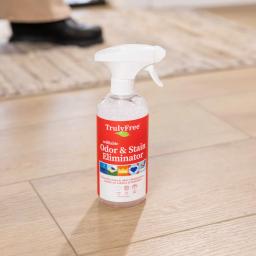 Truly Free Home Odor & Stain Eliminator: just spray a surface and wipe or let dry naturally.